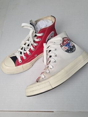Converse High Top Pair in Red, White & Black Womens 6.5